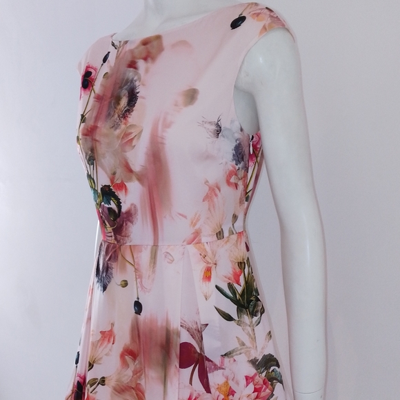 Size UK 10 EU 38 Ted Baker (2) 'Rupin' Pink Opulent Bloom Floral Party Dress - Picture 10 of 14